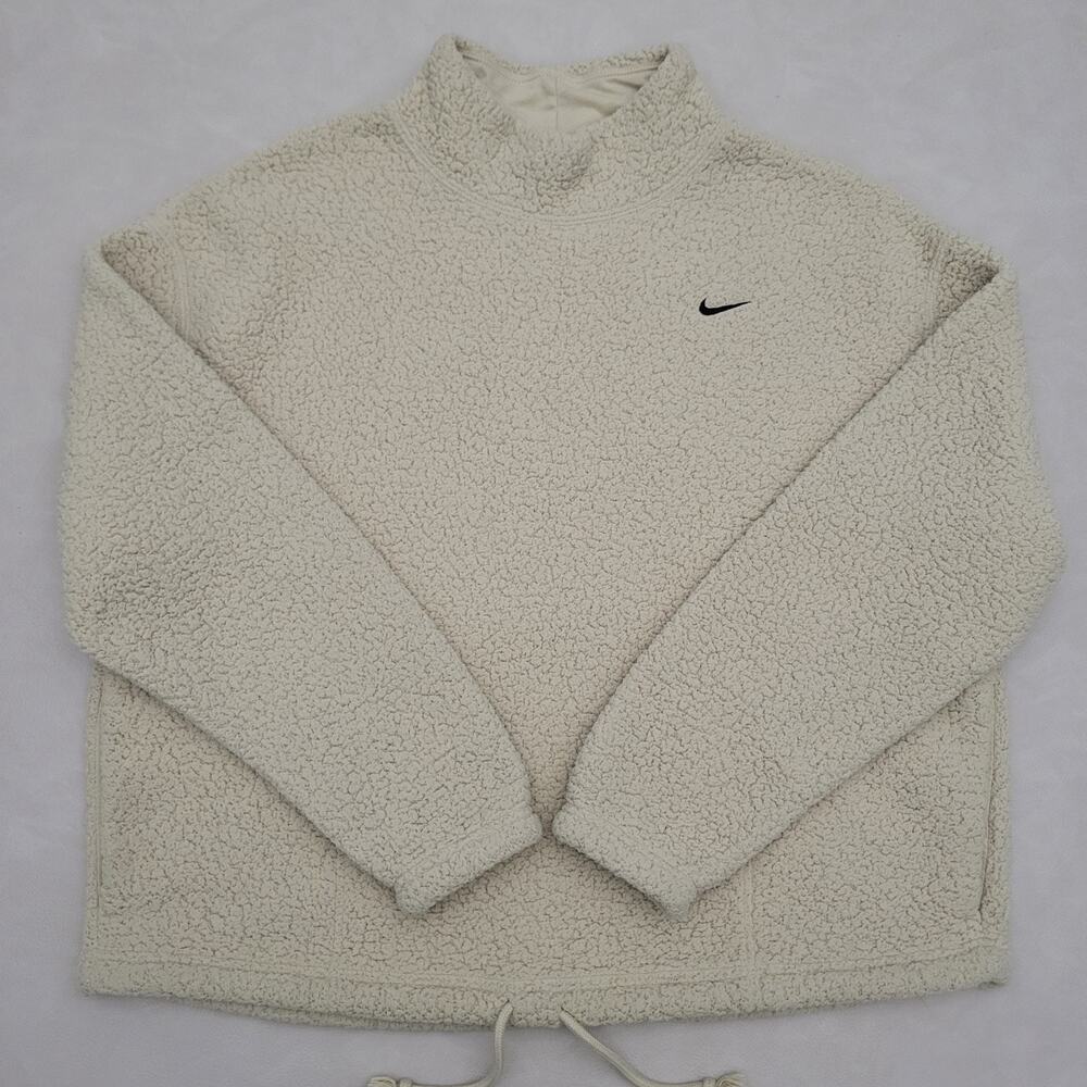 Nike Therma-FIT Sherpa Fleece Womens Large Cream Pullover Large Cozy Comfort